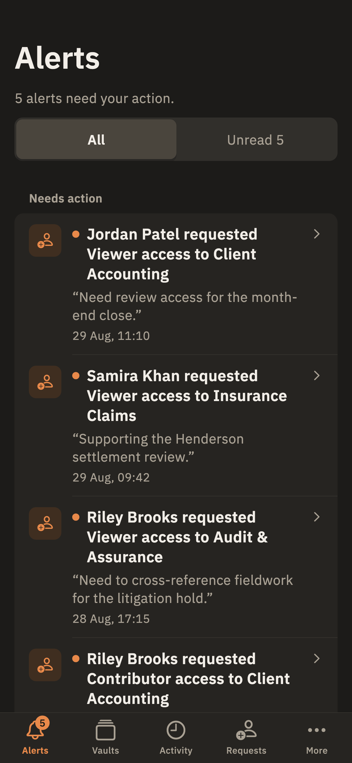 Locked Store iPhone app showing alerts that need action.