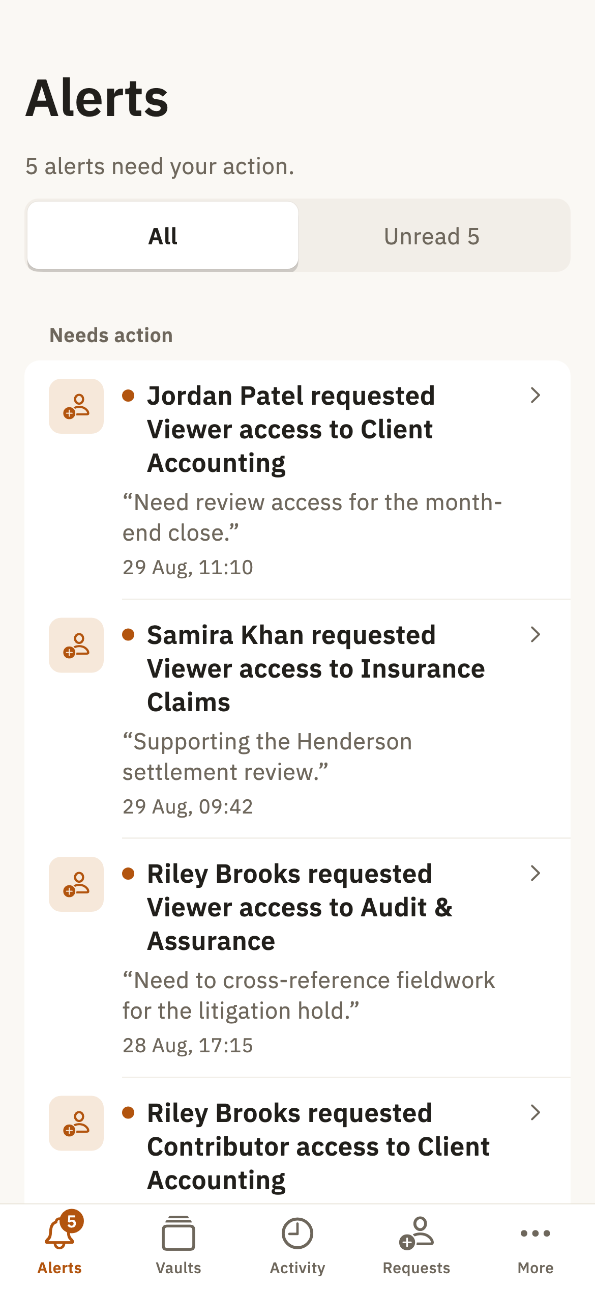 Locked Store iPhone app showing alerts that need action.