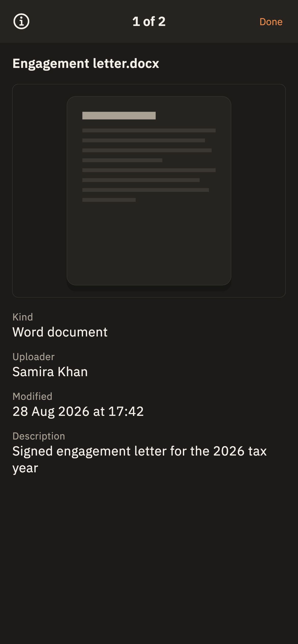 Locked Store iPhone app showing a quick look at a document.